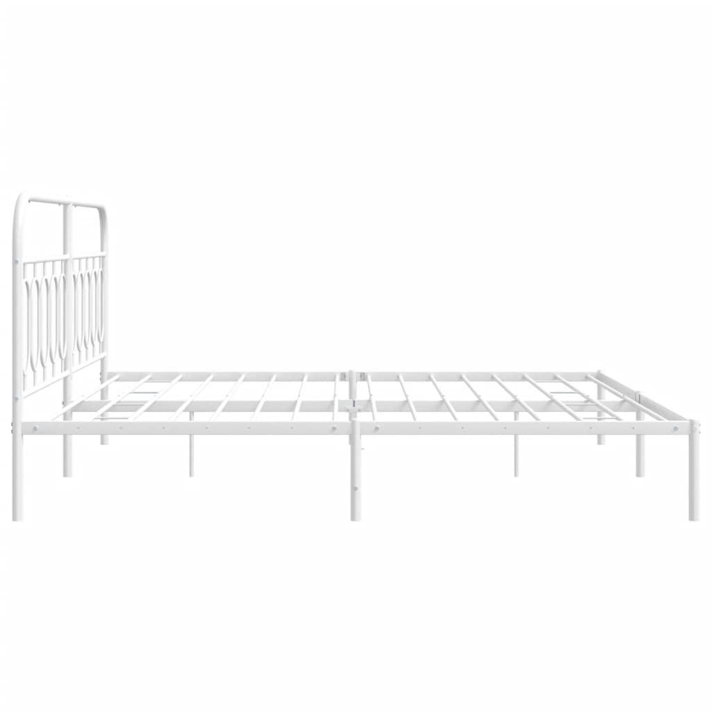 Bed frame with headboard metal white 200x200 cm