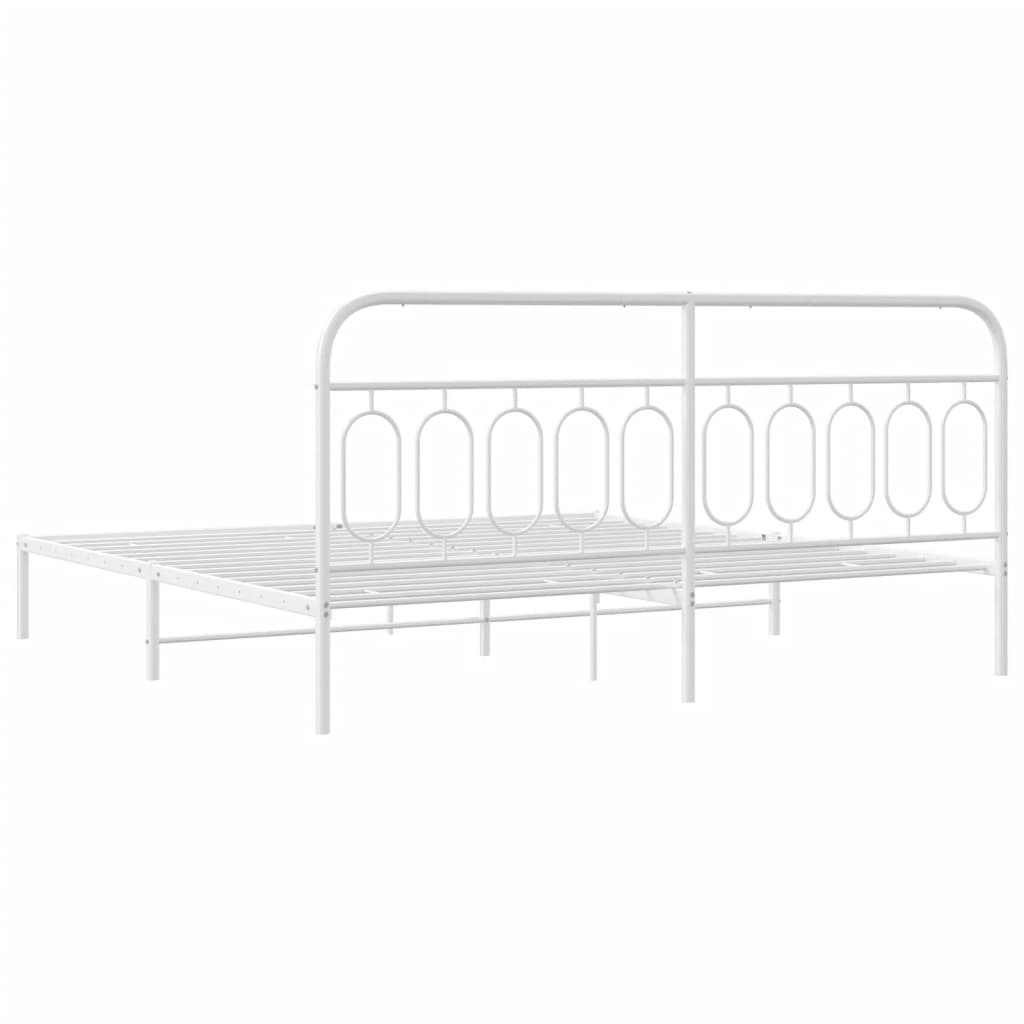 Bed frame with headboard metal white 200x200 cm