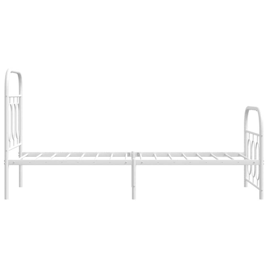 Bed frame with head and footboard metal white 75x190 cm