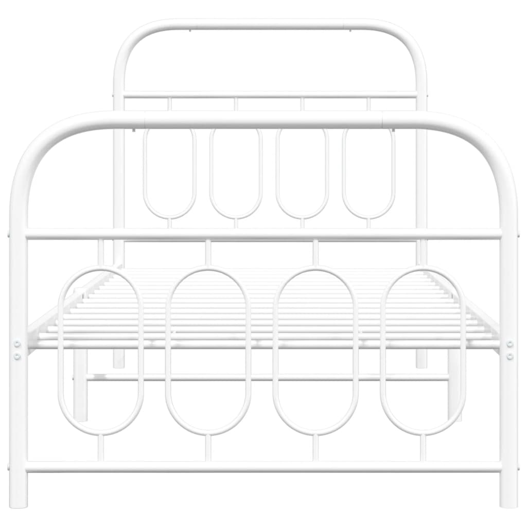 Bed frame with head and footboard metal white 80x200 cm