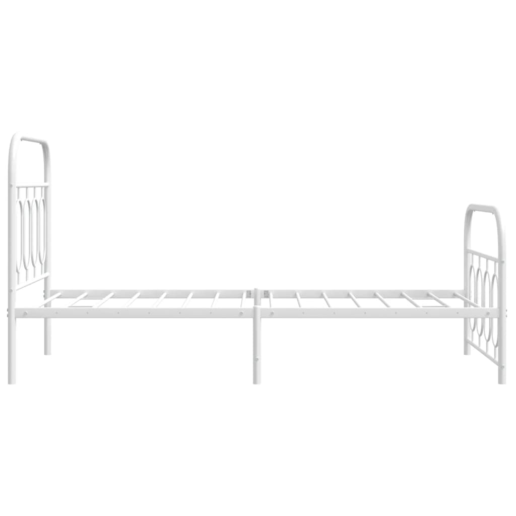Bed frame with head and footboard metal white 80x200 cm