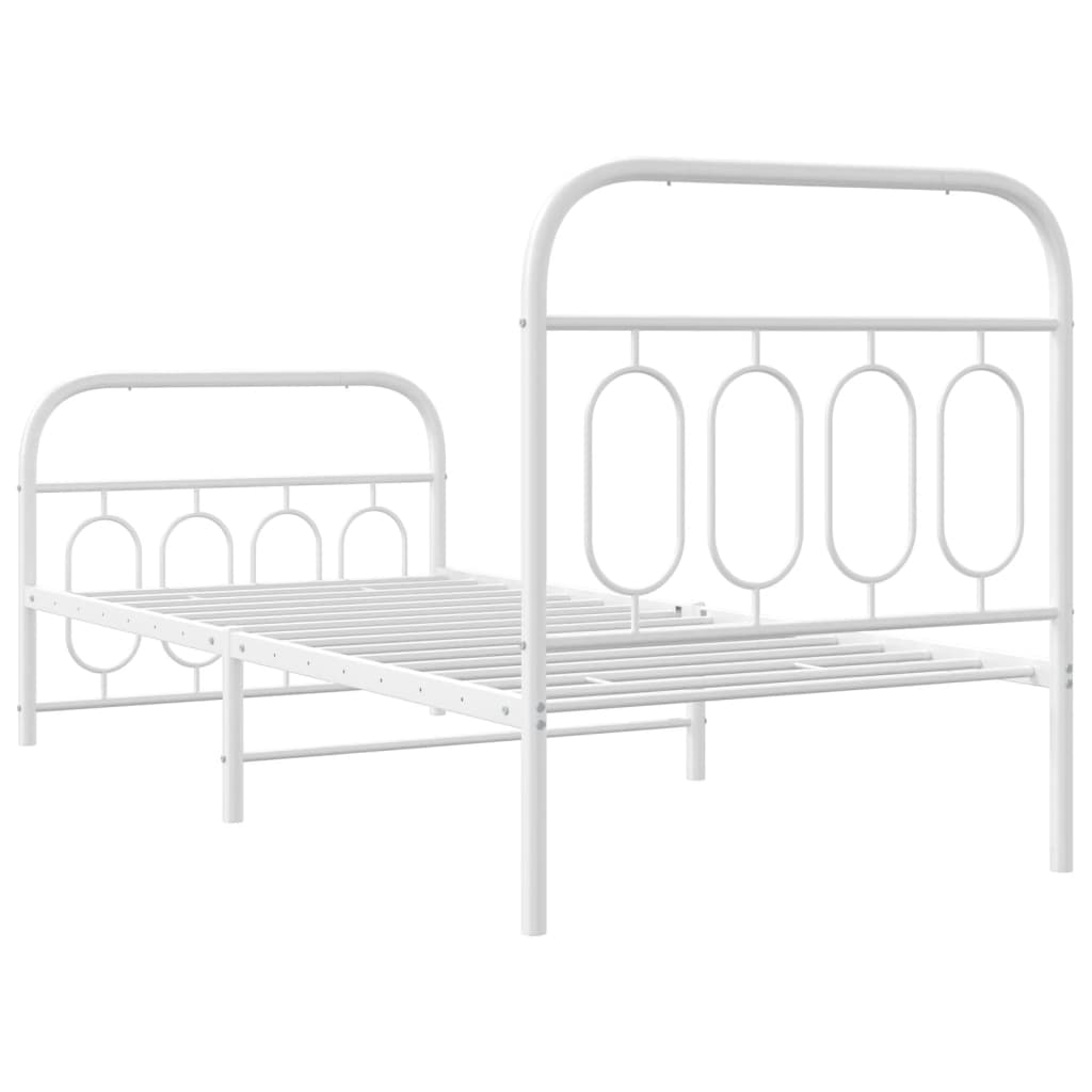 Bed frame with head and footboard metal white 80x200 cm