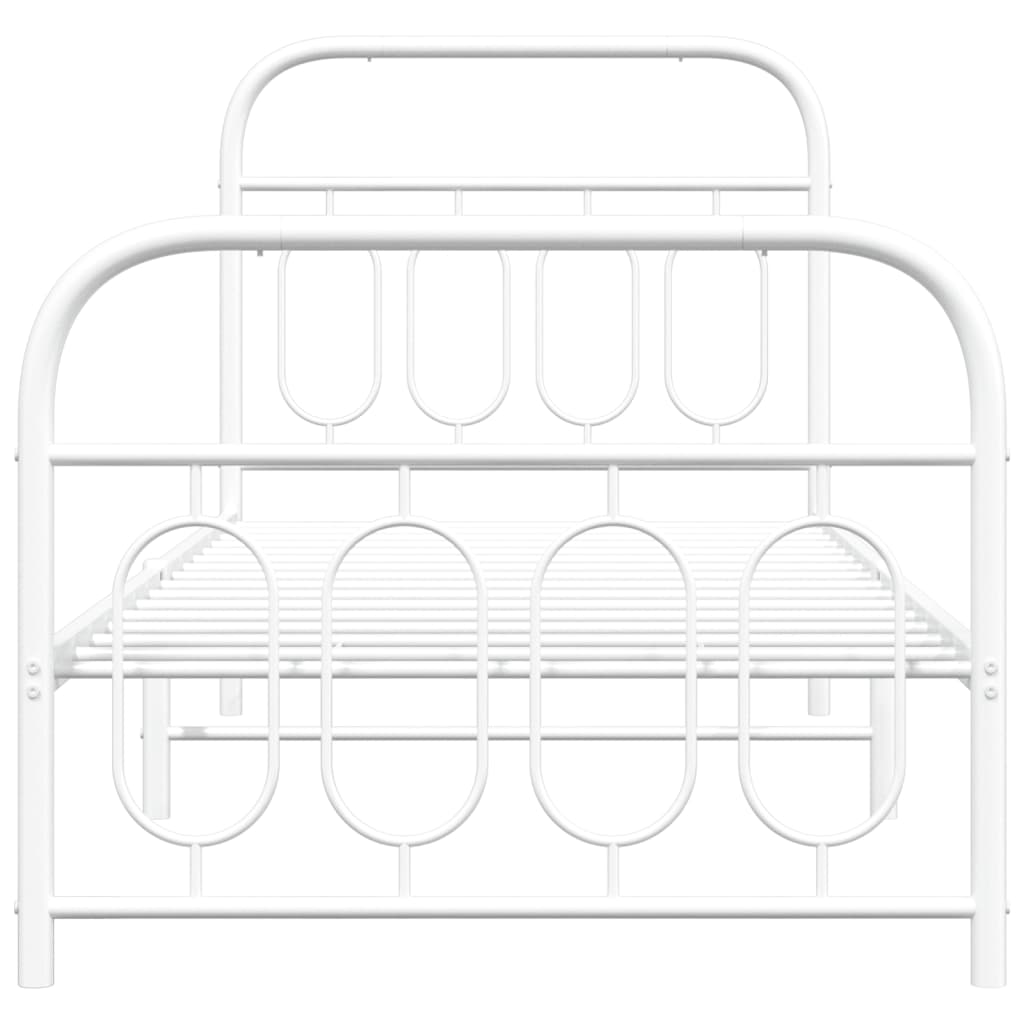 Bed frame with head and footboard metal white 90x190 cm