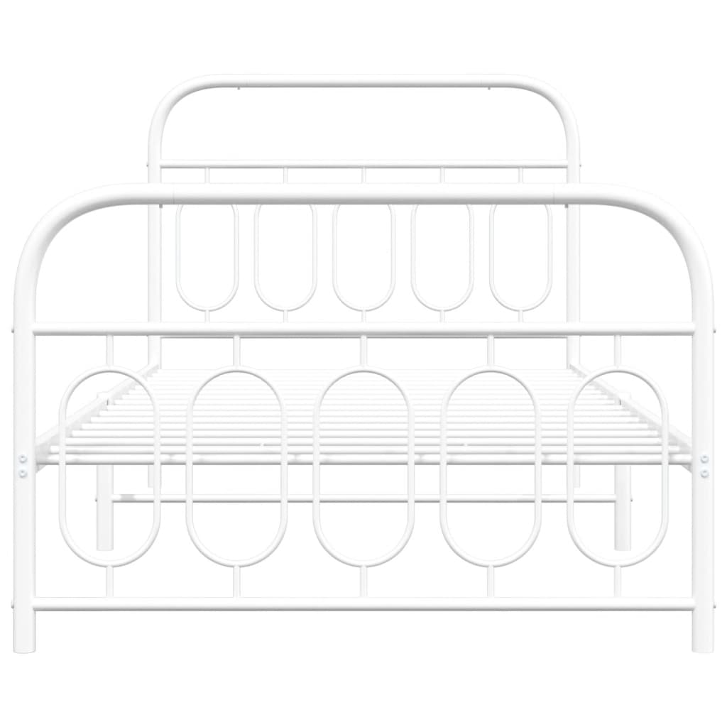 Bed frame with head and footboard metal white 100x190 cm