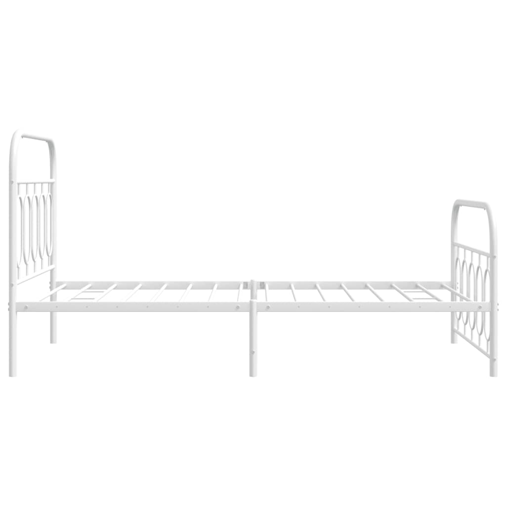 Bed frame with head and footboard metal white 100x190 cm