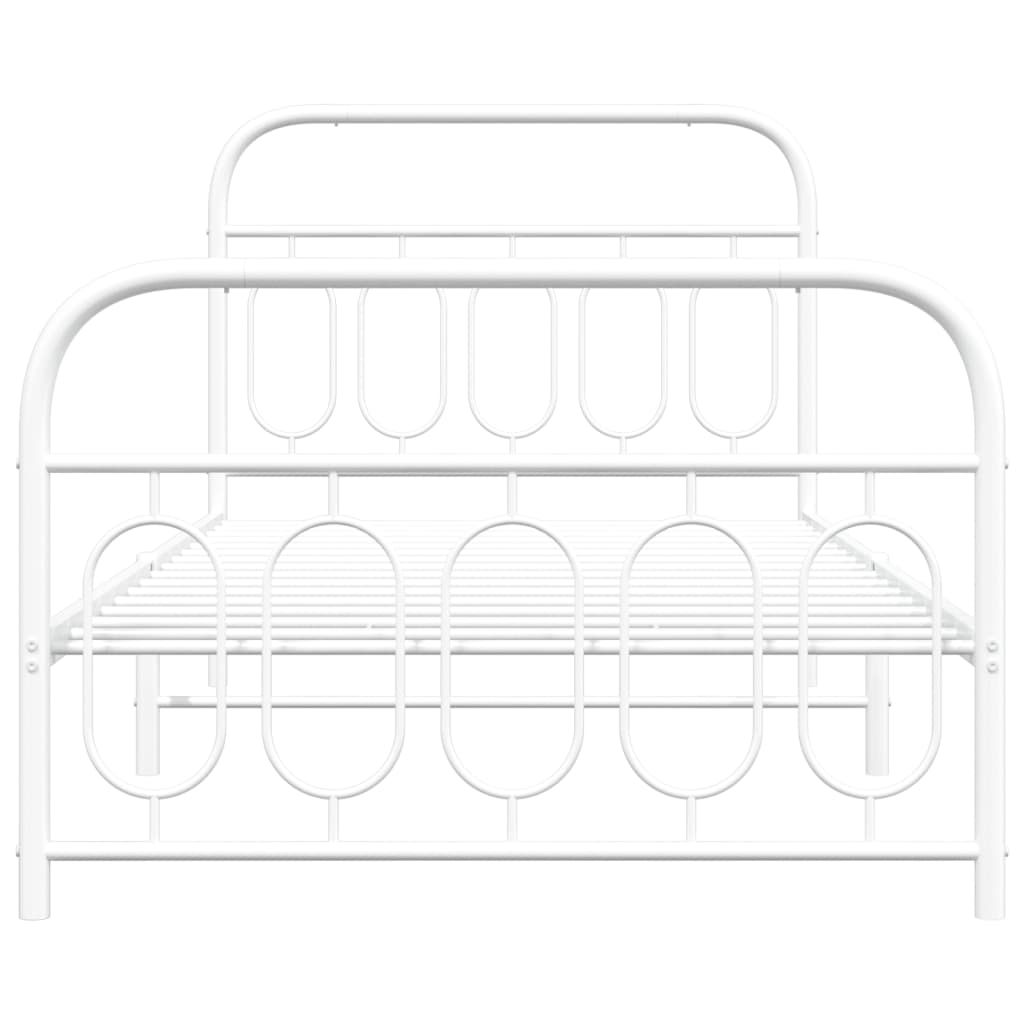 Bed frame with head and footboard metal white 107x203 cm