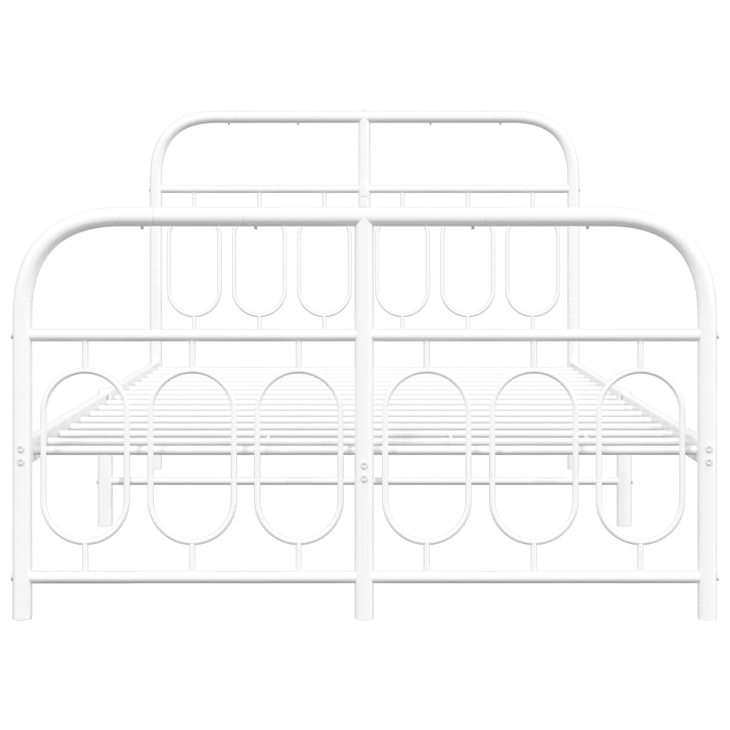 Bed frame with head and footboard metal white 120x190 cm