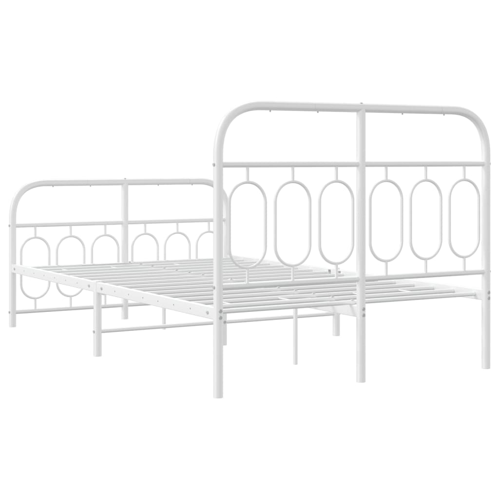 Bed frame with head and footboard metal white 120x190 cm