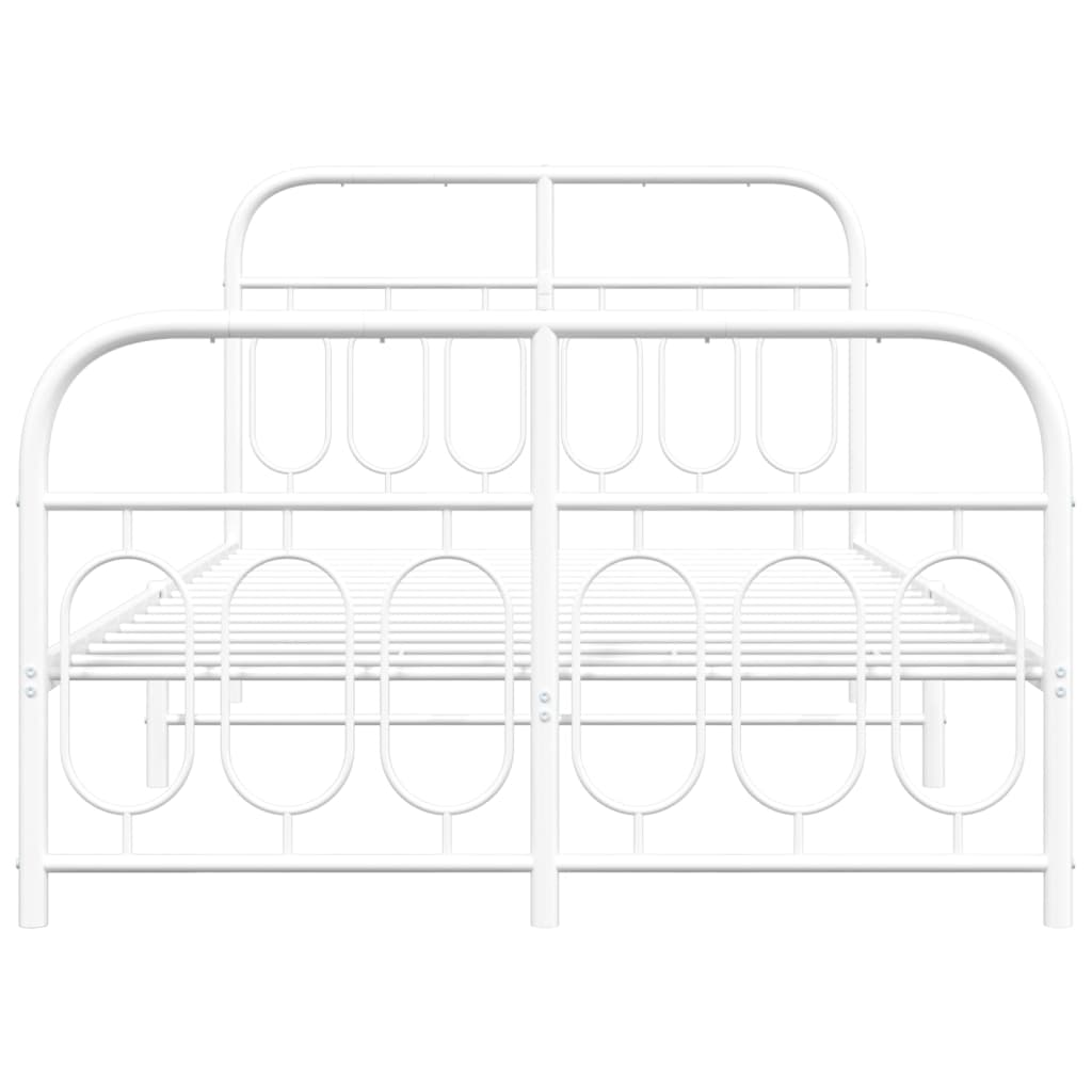 Bed frame with head and footboard metal white 120x200 cm