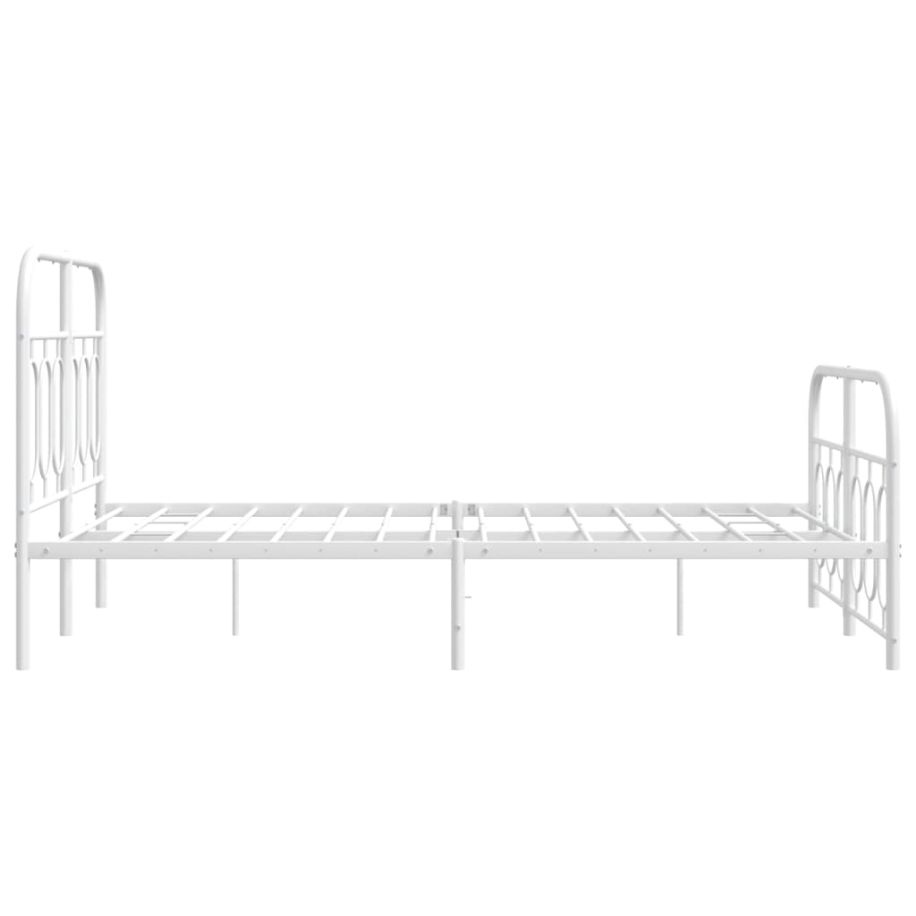 Bed frame with head and footboard metal white 120x200 cm