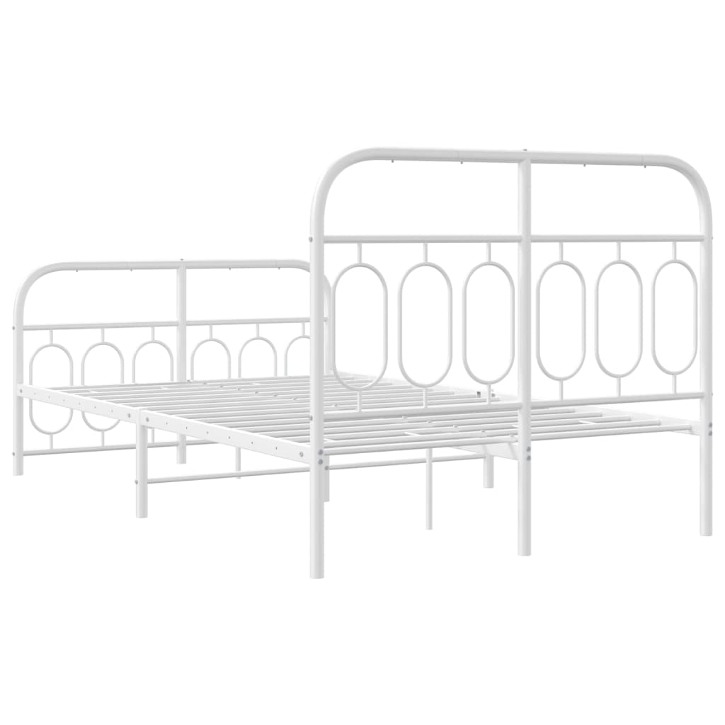 Bed frame with head and footboard metal white 120x200 cm