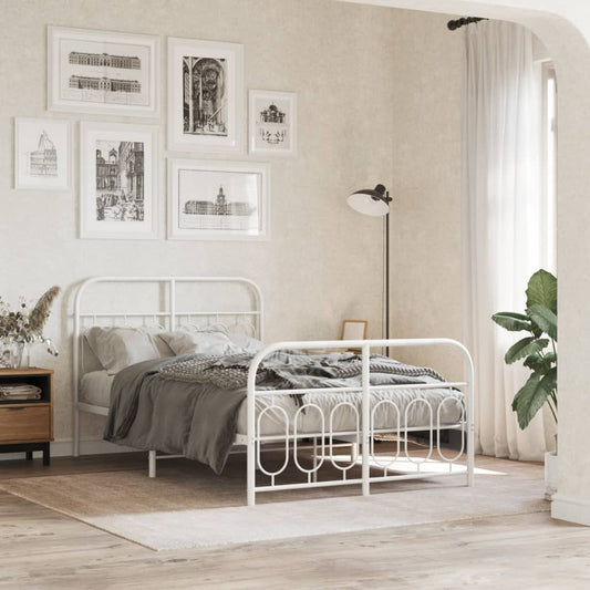 Bed frame with head and footboard metal white 120x200 cm