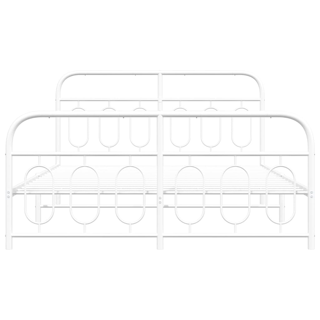 Bed frame with head and footboard metal white 135x190 cm
