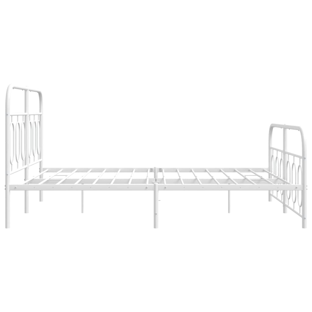 Bed frame with head and footboard metal white 135x190 cm