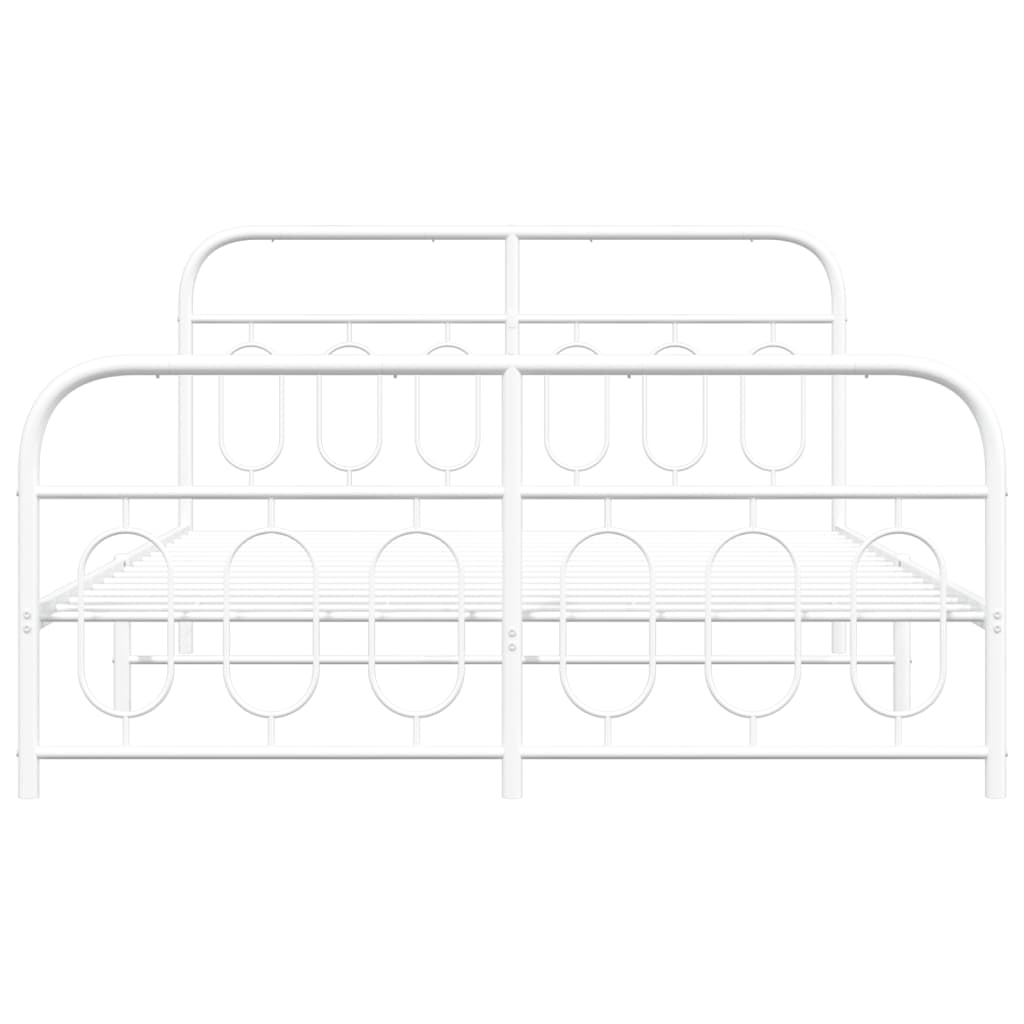 Bed frame with head and footboard metal white 150x200 cm
