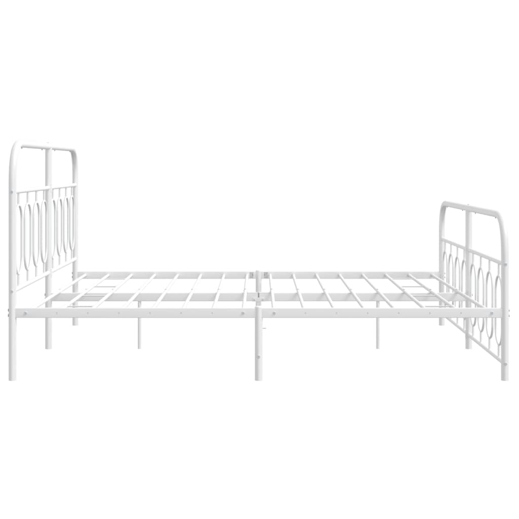 Bed frame with head and footboard metal white 183x213 cm