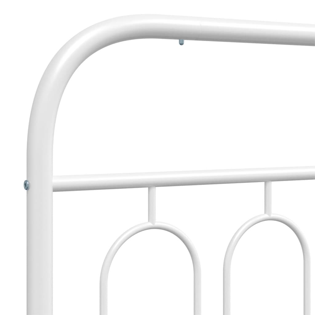 Bed frame with head and footboard metal white 193x203 cm