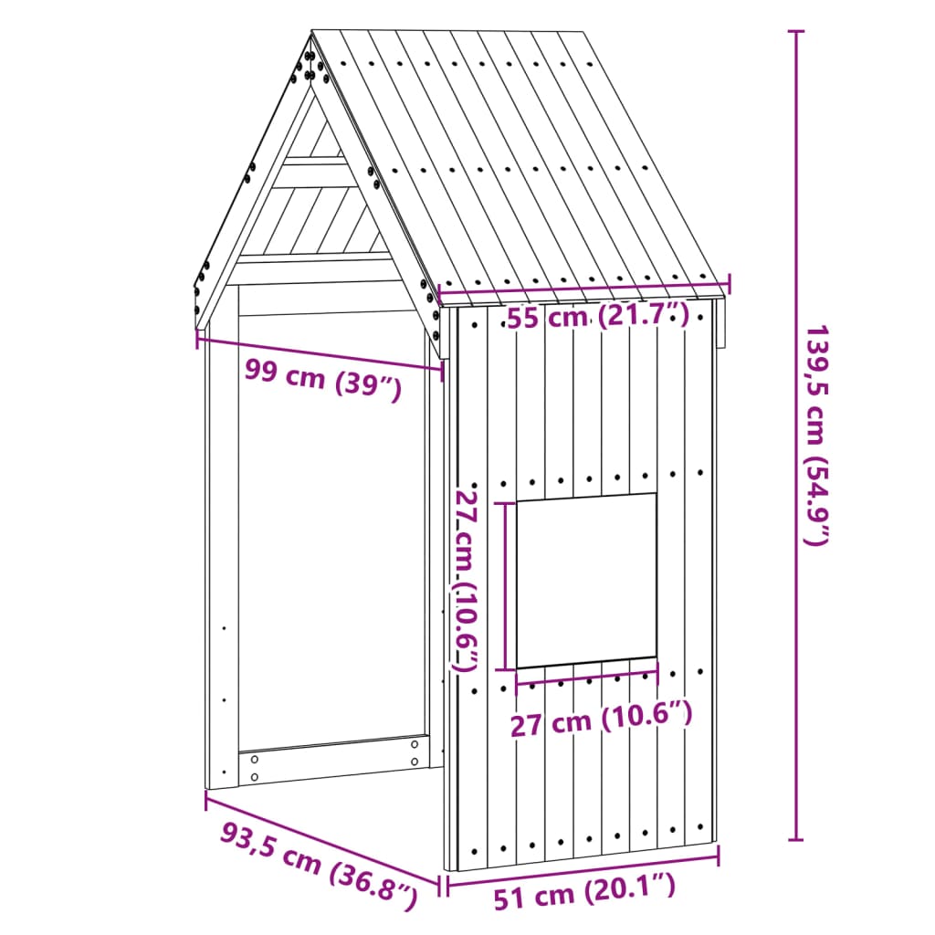 Toit pour lit enfant 55x99x139,5 cm en bois de pin massif