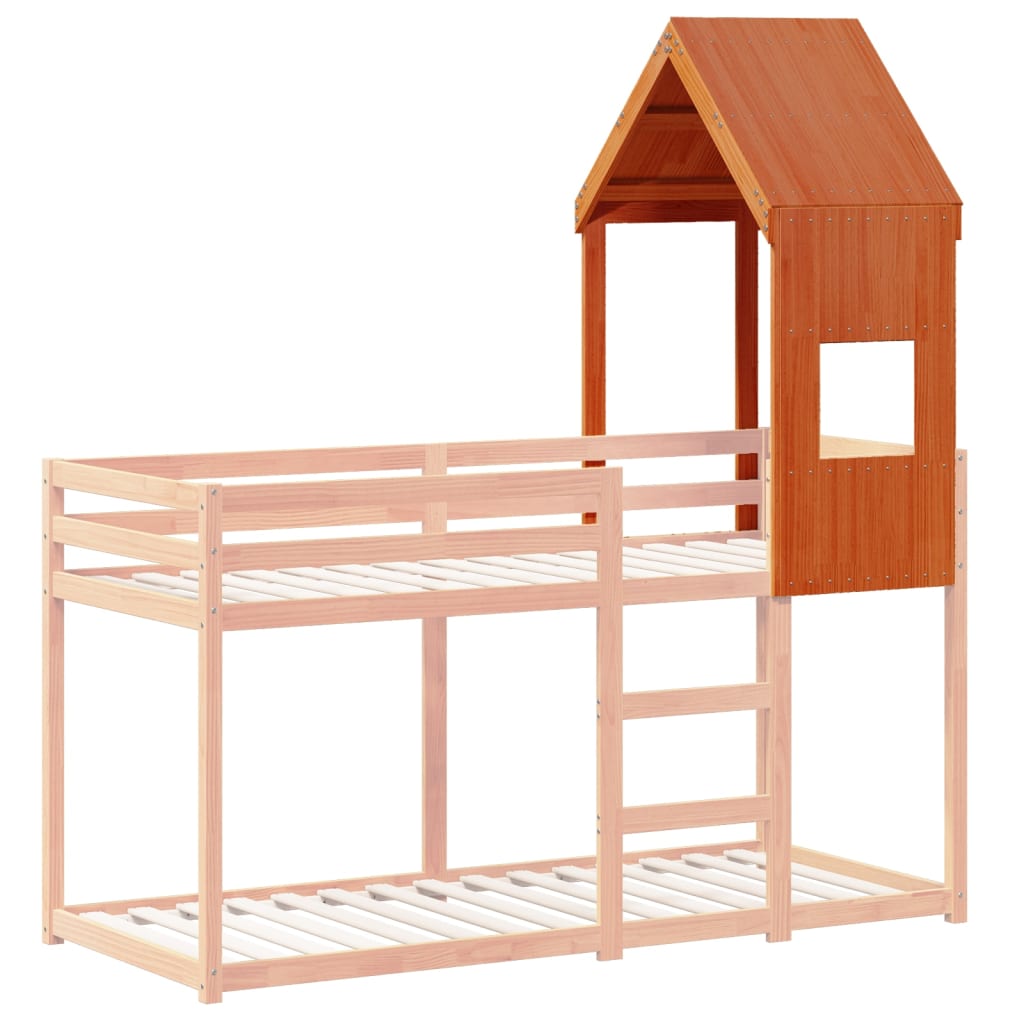 Toit pour lit enfant cire marron 55x99x139,5 cm bois massif