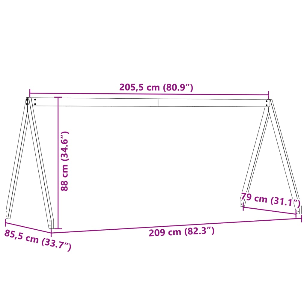 Toit pour lit enfant cire marron 209x85,5x88 cm bois de pin massif