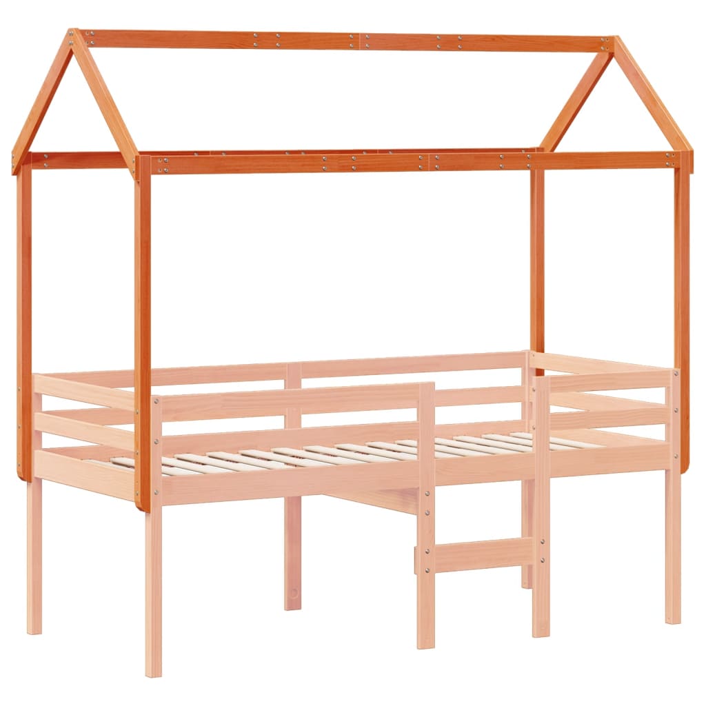 Toit pour lit enfant cire marron 207x95,5x159cm bois de pin massif