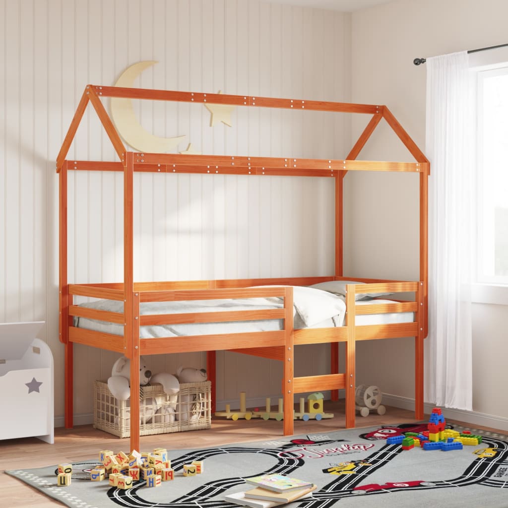 Dach für Kinderbett Wachsbraun 207x80,5x151,5 cm Massivholz