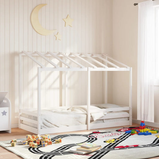 Lit enfant avec toit blanc 90x190 cm en pin massif