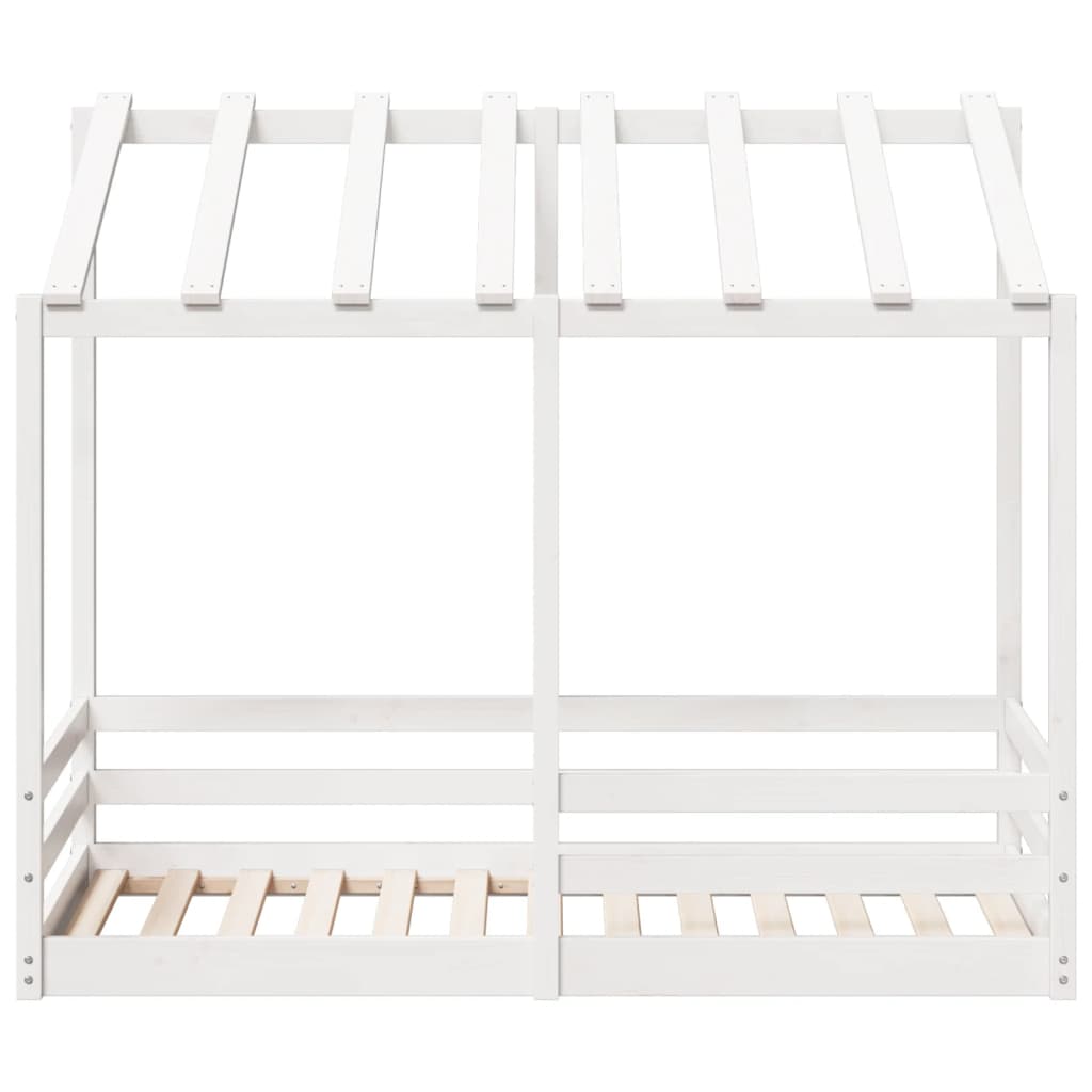 Lit enfant avec toit blanc 70x140 cm en pin massif