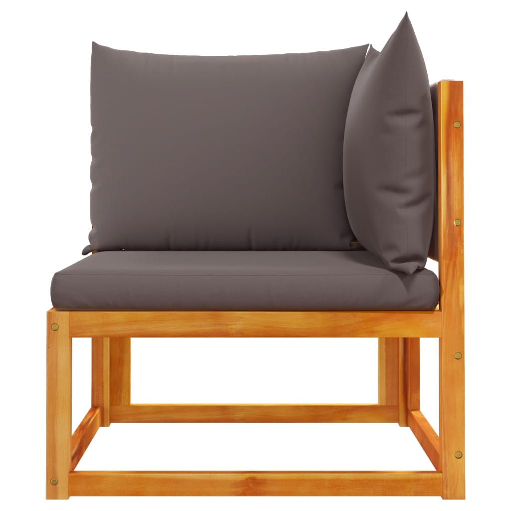 Canapé d'angle de jardin avec coussins en bois d'acacia massif