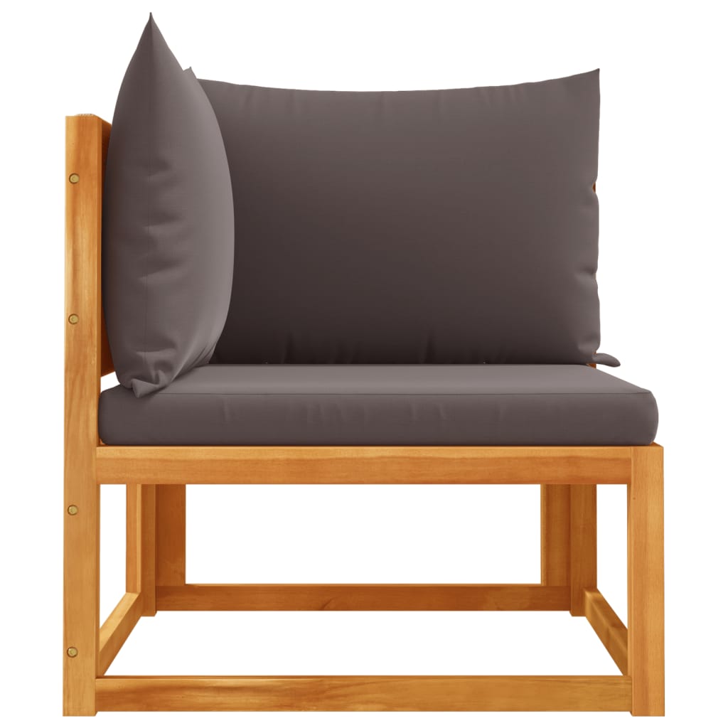 Canapé d'angle de jardin avec coussins en bois d'acacia massif