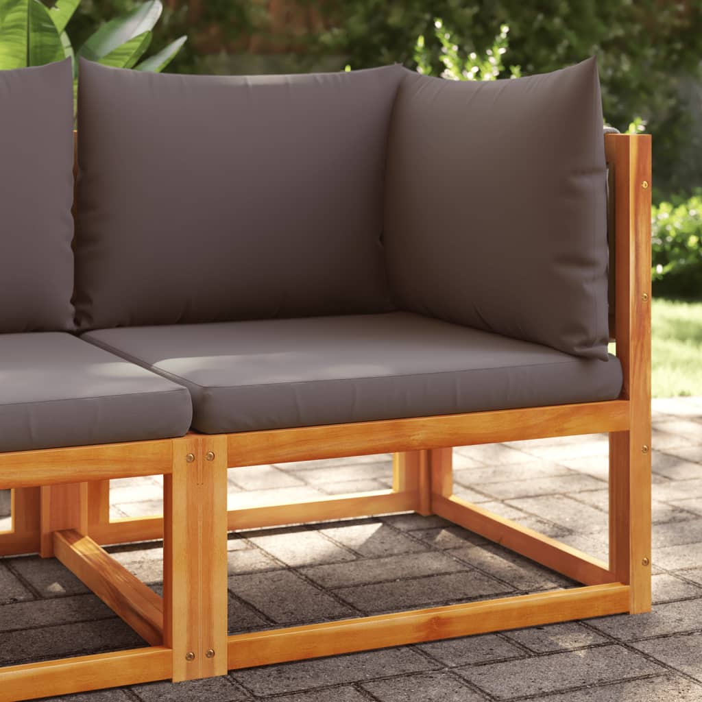 Canapé d'angle de jardin avec coussins en bois d'acacia massif
