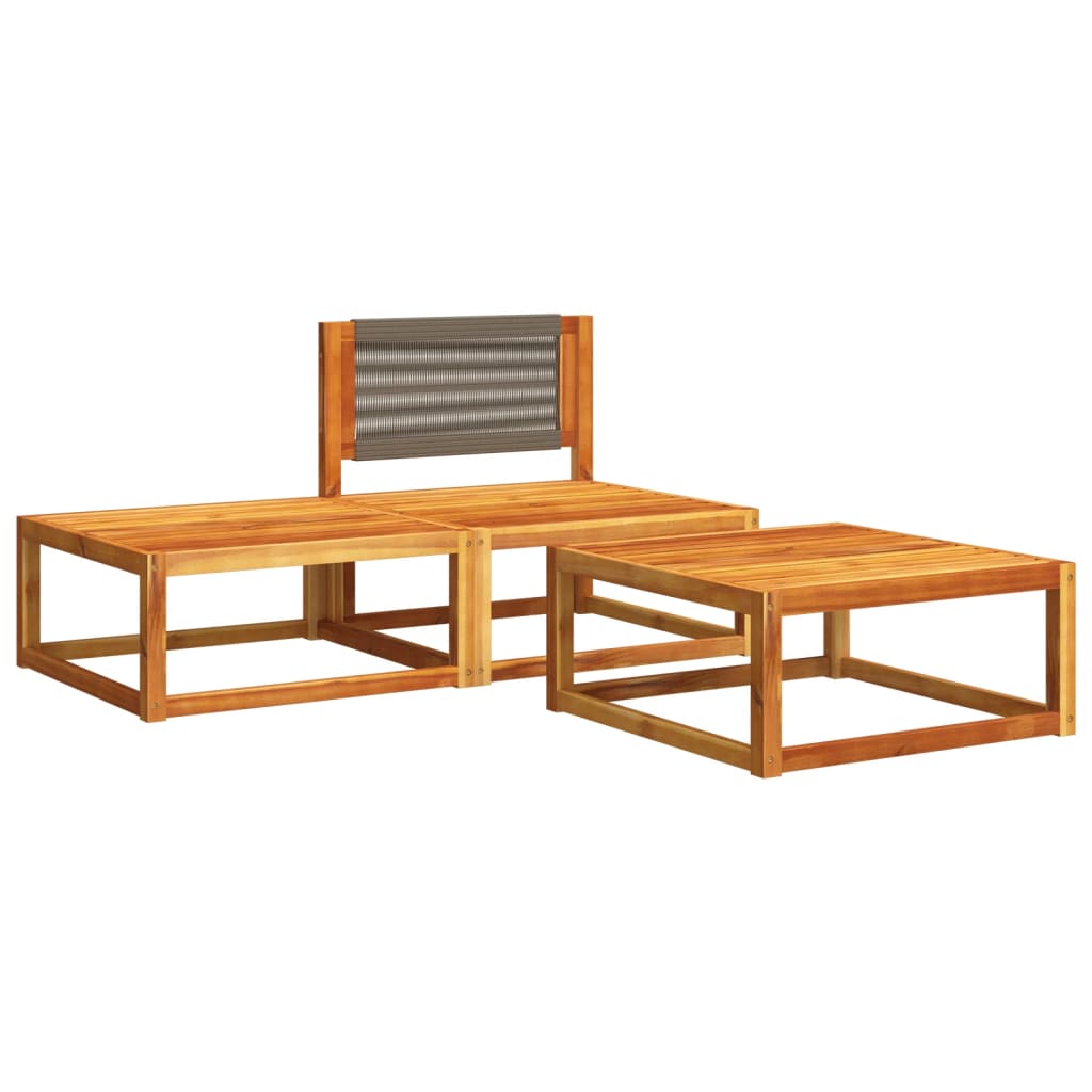 3-piece garden sofa set with cushions solid acacia wood