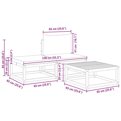 3-tlg. Gartensofa-Set mit Kissen Holz Akazie & Seil