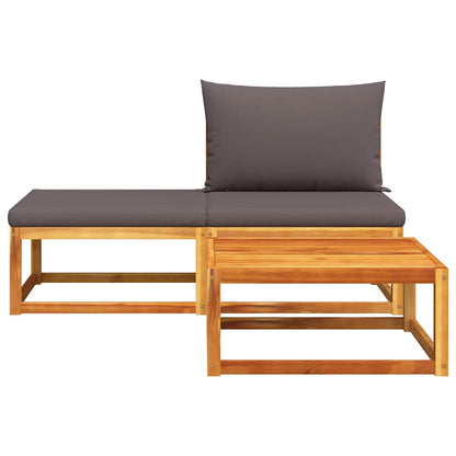 3-tlg. Gartensofa-Set mit Kissen Holz Akazie & Seil