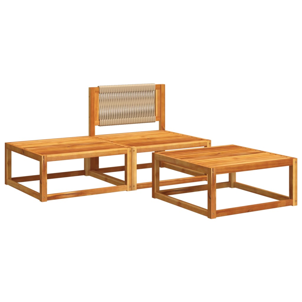 3-piece garden sofa set with cushions solid acacia wood