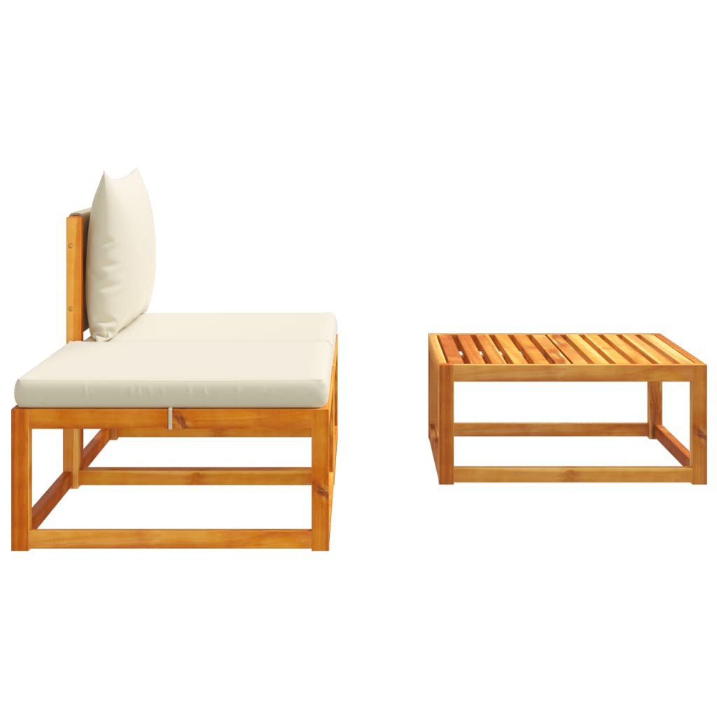 3-piece garden sofa set with cushions solid acacia wood