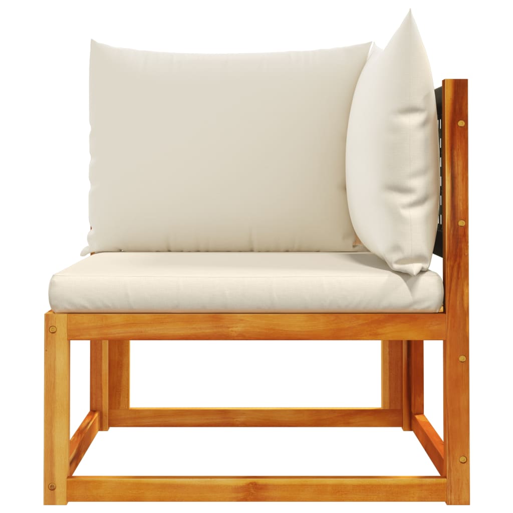 Canapé d'angle de jardin avec coussins en bois d'acacia massif