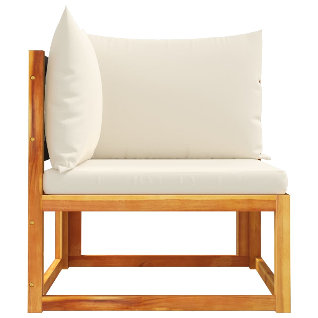 Canapé d'angle de jardin avec coussins en bois d'acacia massif