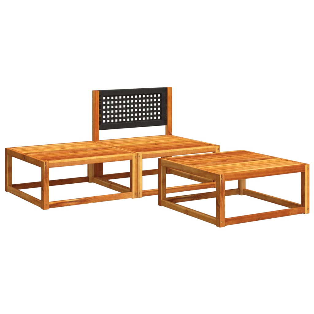 3-piece garden sofa set with cushions solid acacia wood