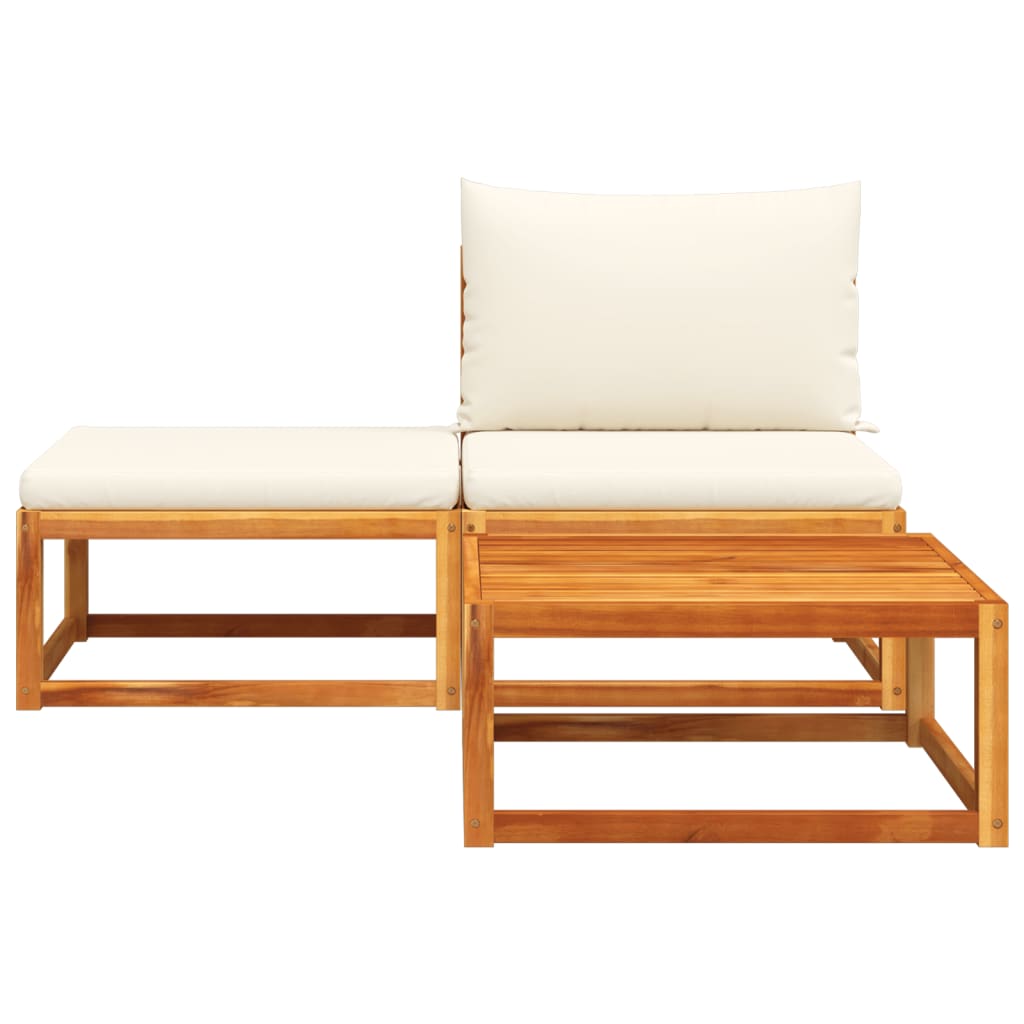 3-piece garden sofa set with cushions solid acacia wood