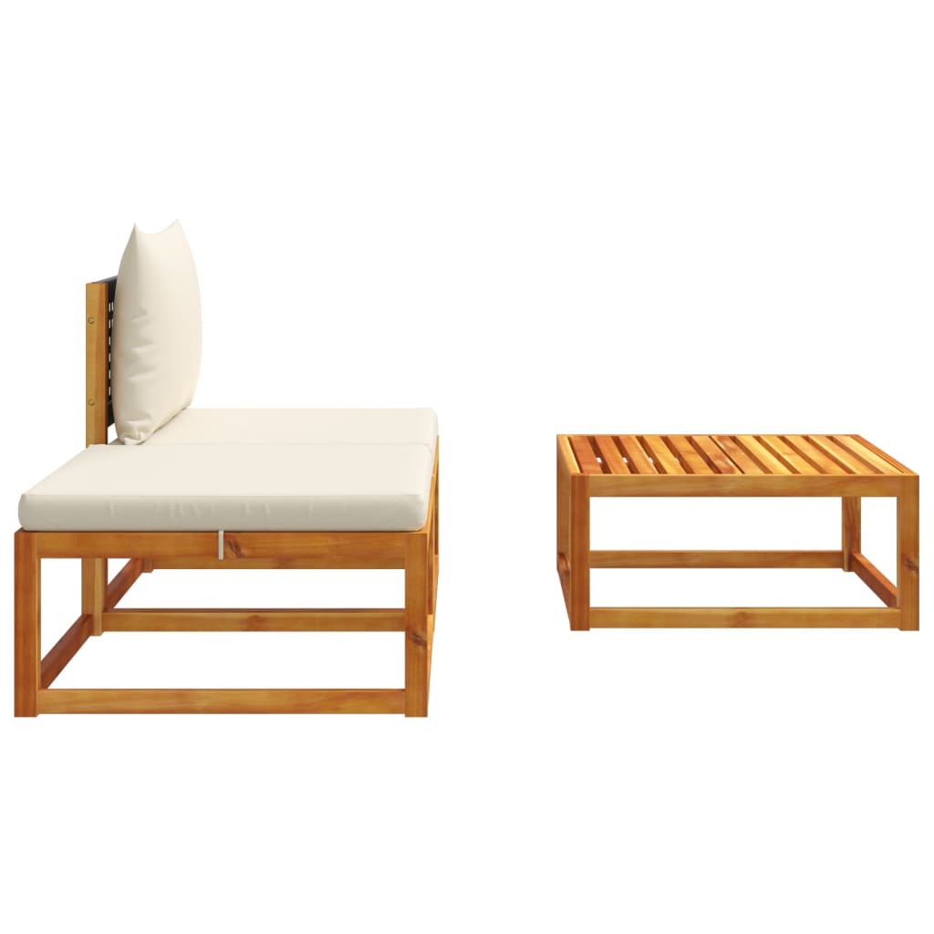 3-piece garden sofa set with cushions solid acacia wood