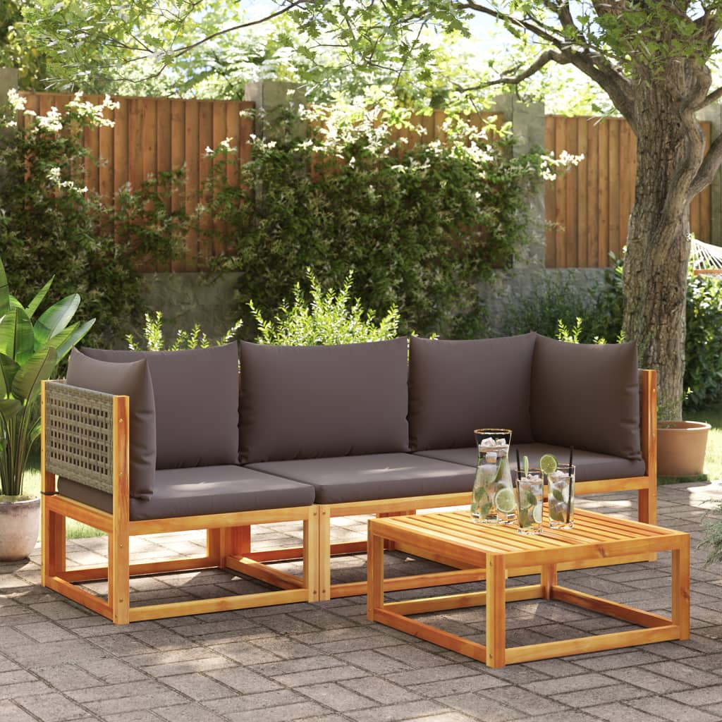 Gartensofa-Ecke mit Kissen Holz Akazie & Rattan