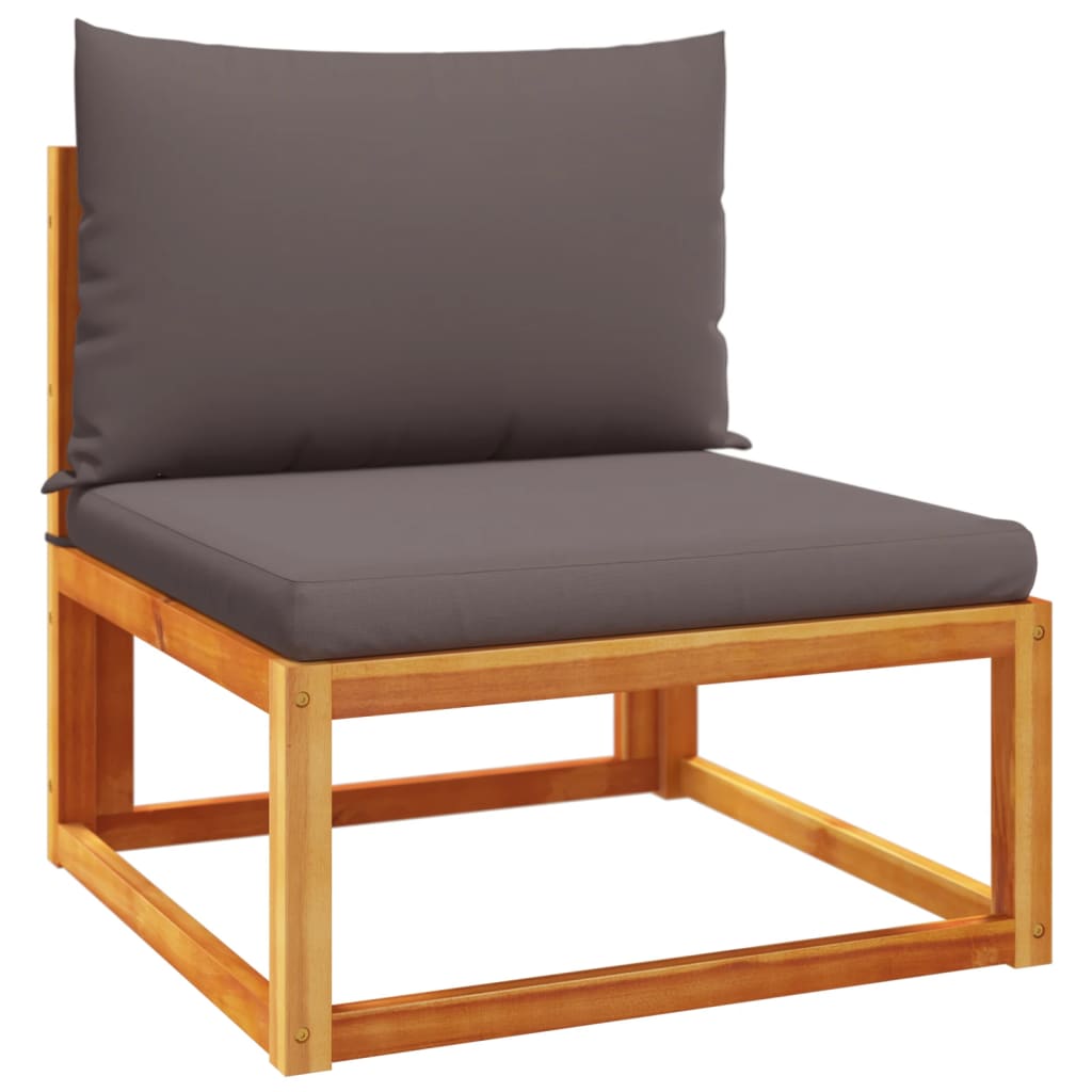 Gartensofa ohne Armlehnen mit Kissen Holz Akazie & Rattan