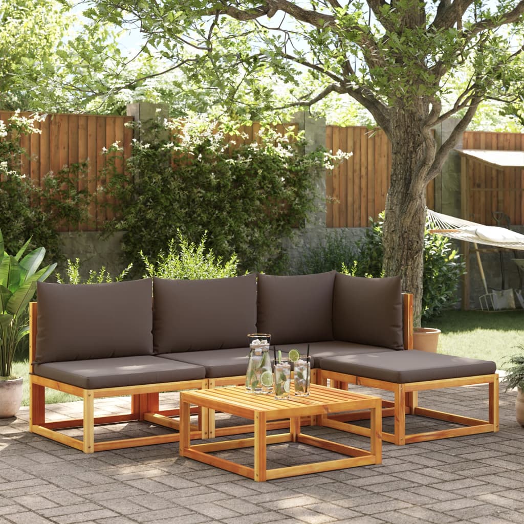 Gartensofa ohne Armlehnen mit Kissen Holz Akazie & Rattan
