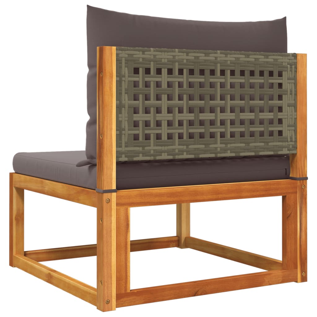 Gartensofa ohne Armlehnen mit Kissen Holz Akazie & Rattan