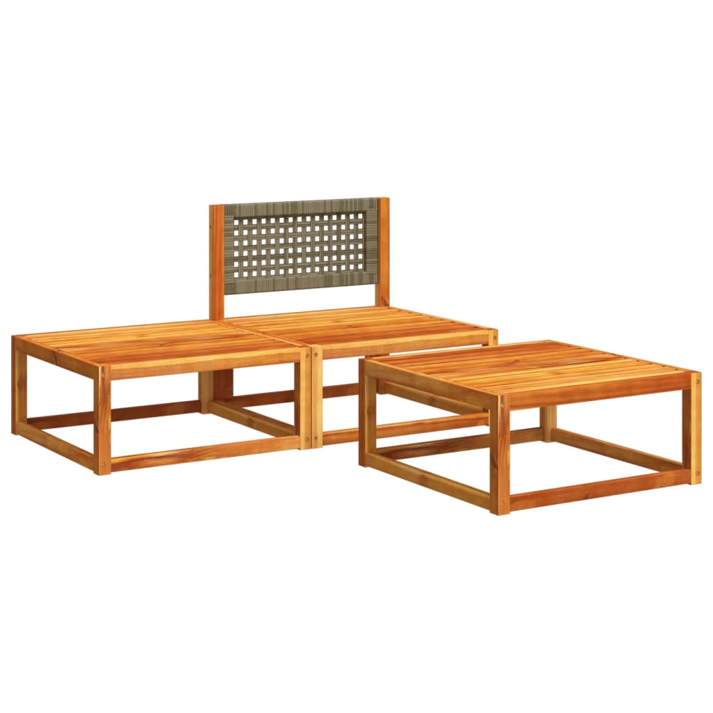 3-piece garden sofa set with cushions solid acacia wood