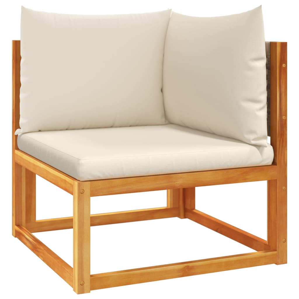 Canapé d'angle de jardin avec coussins en bois d'acacia massif