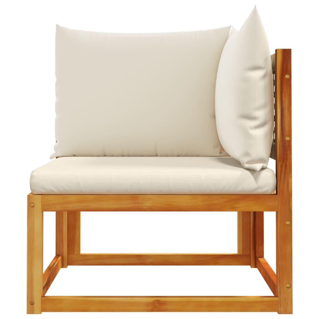 Canapé d'angle de jardin avec coussins en bois d'acacia massif