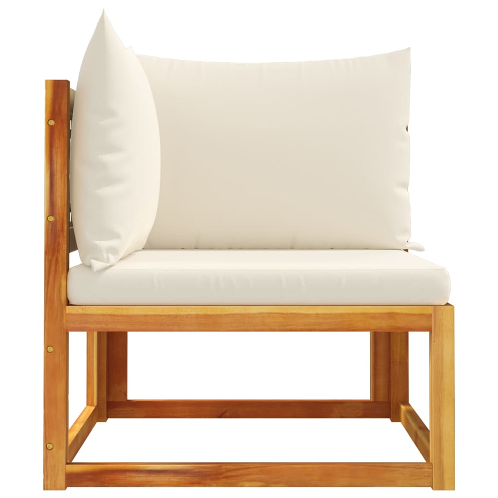 Canapé d'angle de jardin avec coussins en bois d'acacia massif