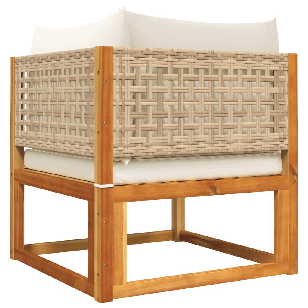 Canapé d'angle de jardin avec coussins en bois d'acacia massif